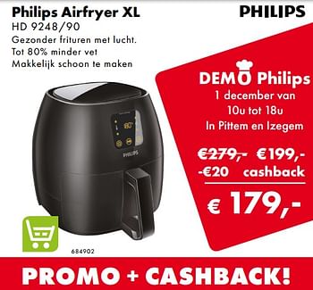 Aanbiedingen Philips air fryer xl 3liter hd9248-90 - Philips - Geldig van 02/12/2018 tot 06/01/2019 bij Multi Bazar