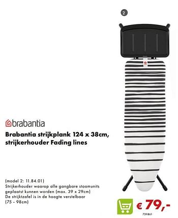 Aanbiedingen Brabantia strijkplank 124 x 38cm, strijkerhouder fading lines (model 2: 11.84.01) - Brabantia - Geldig van 02/12/2018 tot 06/01/2019 bij Multi Bazar