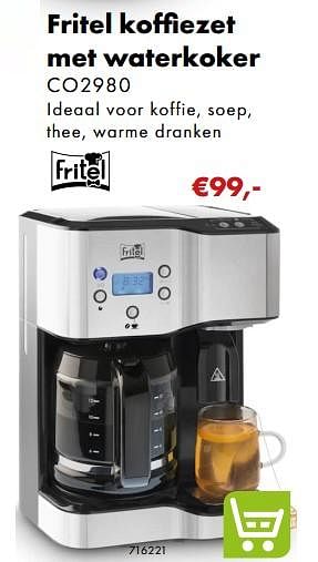 Aanbiedingen Fritel koffiezetapparaat met waterkoker co2980 - Fritel - Geldig van 02/12/2018 tot 06/01/2019 bij Multi Bazar