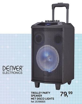 Aanbiedingen Denver electronics trolley party speaker met disco lights - Denver Electronics - Geldig van 04/12/2018 tot 08/01/2019 bij Supra Bazar