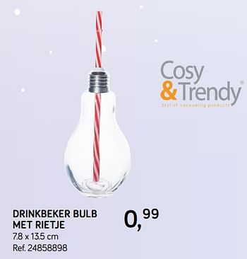 Aanbiedingen Drinkbeker bulb met rietje - Cosy &amp; Trendy - Geldig van 04/12/2018 tot 08/01/2019 bij Supra Bazar