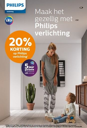 Aanbiedingen 20% korting op philips verlichting - Philips - Geldig van 04/12/2018 tot 08/01/2019 bij Supra Bazar