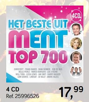 Aanbiedingen 4 cd het beste uit ment top 700 - Huismerk - Supra Bazar - Geldig van 04/12/2018 tot 08/01/2019 bij Supra Bazar