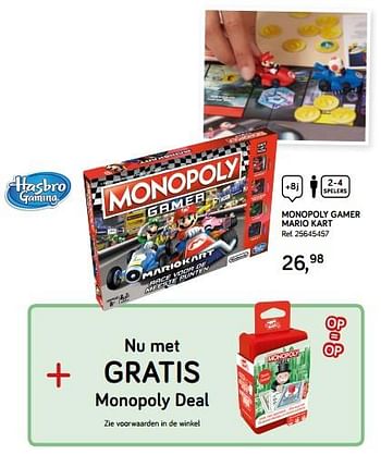 Aanbiedingen Monopoly gamer mario kart - Hasbro - Geldig van 04/12/2018 tot 08/01/2019 bij Supra Bazar