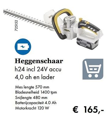 Aanbiedingen Alpina heggenschaar h24 incl 24v accu 4,0 ah en lader - Alpina - Geldig van 18/02/2019 tot 31/03/2019 bij Multi Bazar