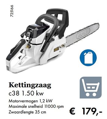 Aanbiedingen Alpina kettingzaag c38 1.50 kw - Alpina - Geldig van 18/02/2019 tot 31/03/2019 bij Multi Bazar