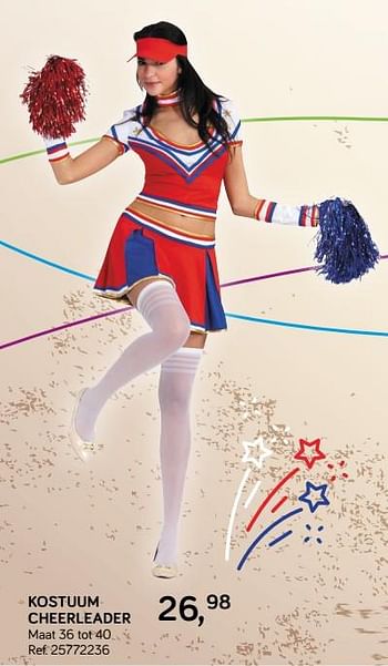 Aanbiedingen Kostuum cheerleader - Huismerk - Supra Bazar - Geldig van 19/02/2019 tot 19/03/2019 bij Supra Bazar