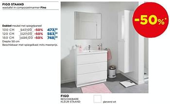 Aanbiedingen Figo staand wastafel in composietmarmer fino dubbel meubel met spiegelpaneel - Linie - Geldig van 04/02/2019 tot 03/03/2019 bij X2O