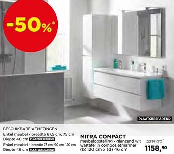 Aanbiedingen Mitra compact meubelopstelling - glanzend wit wastafel in composietmarmer - Balmani - Geldig van 04/03/2019 tot 31/03/2019 bij X2O