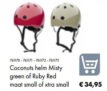 Aanbiedingen Coconuts helm misty green of ruby red maat small of xtra small - Coconuts - Geldig van 05/03/2019 tot 31/05/2019 bij Multi Bazar