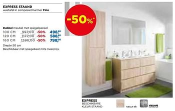 Aanbiedingen Express staand wastafel in composietmarmer fino dubbel meubel met spiegelpaneel - Linie - Geldig van 04/03/2019 tot 31/03/2019 bij X2O