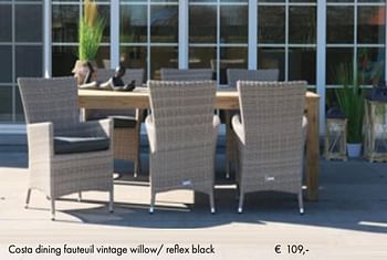 Aanbiedingen Costa dining fauteuil vintage willow- reflex black - Huismerk - Multi Bazar - Geldig van 05/03/2019 tot 31/05/2019 bij Multi Bazar