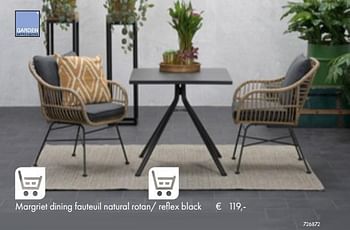 Aanbiedingen Margriet dining fauteuil natural rotan- reflex black - Garden Impressions - Geldig van 05/03/2019 tot 31/05/2019 bij Multi Bazar