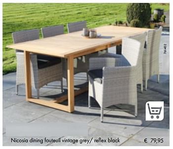 Aanbiedingen Nicosia dining fauteuil vintage grey- reflex black - Huismerk - Multi Bazar - Geldig van 05/03/2019 tot 31/05/2019 bij Multi Bazar