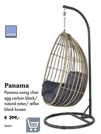 Aanbiedingen Panama swing chair egg carbon black-natural rotan- reflex black kussen - Garden Impressions - Geldig van 05/03/2019 tot 31/05/2019 bij Multi Bazar