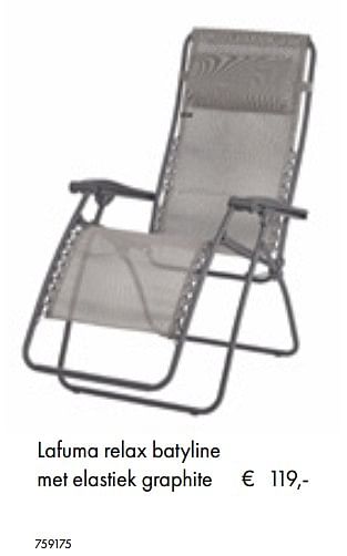 Aanbiedingen Lafuma relax batyline met elastiek graphite - Lafuma - Geldig van 05/03/2019 tot 31/05/2019 bij Multi Bazar