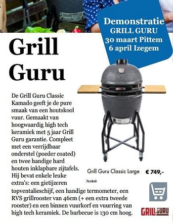 Aanbiedingen Grill guru classic large - Grill Guru - Geldig van 05/03/2019 tot 31/05/2019 bij Multi Bazar