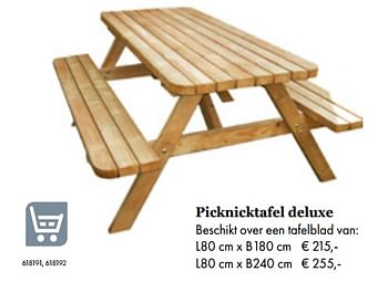 Aanbiedingen Picknicktafel deluxe - Nesling - Geldig van 05/03/2019 tot 31/05/2019 bij Multi Bazar