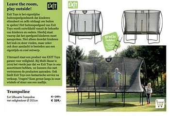 Aanbiedingen Exit silhouette trampoline met veiligheidsnet - Exit - Geldig van 05/03/2019 tot 31/05/2019 bij Multi Bazar