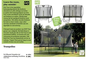 Aanbiedingen Exit silhouette trampoline met veiligheidsnet rechthoekig - Exit - Geldig van 05/03/2019 tot 31/05/2019 bij Multi Bazar