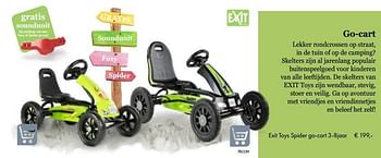 Aanbiedingen Exit toys spider go-cart - Exit - Geldig van 05/03/2019 tot 31/05/2019 bij Multi Bazar