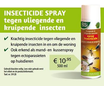 Aanbiedingen Bsi insecticide spray - BSI - Geldig van 01/03/2019 tot 31/10/2019 bij Multi Bazar