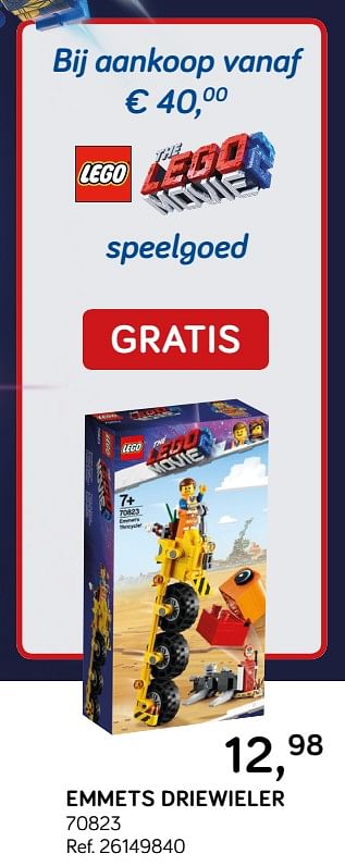 Aanbiedingen Emmets driewieler 70823 - Lego - Geldig van 19/03/2019 tot 16/04/2019 bij Supra Bazar