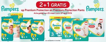 Aanbiedingen 2 + 1 gratis op premium protection en premium protection pants - Pampers - Geldig van 19/03/2019 tot 07/04/2019 bij Supra Bazar