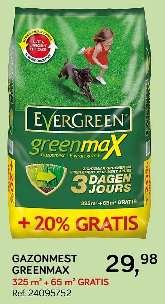 Aanbiedingen Gazonmest greenmax - Evergreen - Geldig van 19/03/2019 tot 16/04/2019 bij Supra Bazar