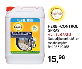 Aanbiedingen Herbi-control spray natuurlijke onkruid- en mosbestrijder solabiol - Solabiol - Geldig van 19/03/2019 tot 16/04/2019 bij Supra Bazar