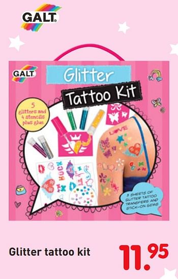 Aanbiedingen Glitter tattoo kit - Galt - Geldig van 08/04/2019 tot 08/05/2019 bij Europoint