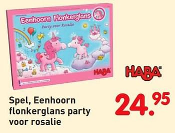 Aanbiedingen Spel, eenhoorn flonkerglans party voor rosalie - Haba - Geldig van 08/04/2019 tot 08/05/2019 bij Europoint