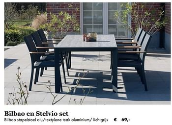 Aanbiedingen Bilbao stapelstoel alu-textylene teak aluminium- lichtgrijs - Garden Impressions - Geldig van 08/04/2019 tot 08/05/2019 bij Europoint