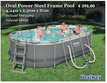 Aanbiedingen Oval power steel frame pool - BestWay - Geldig van 08/04/2019 tot 08/05/2019 bij Europoint