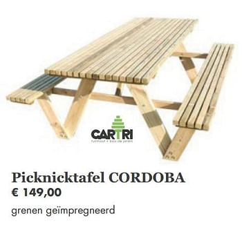 Aanbiedingen Picknicktafel cordoba - Cartri - Geldig van 08/04/2019 tot 08/05/2019 bij Europoint