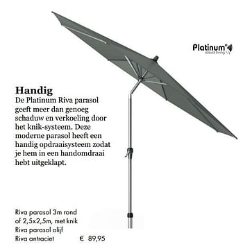 Aanbiedingen Riva parasol - Platinum Casual Living - Geldig van 08/04/2019 tot 08/05/2019 bij Europoint