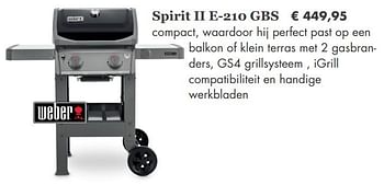 Aanbiedingen Spirit ii e-210 gbs - Weber - Geldig van 08/04/2019 tot 08/05/2019 bij Europoint