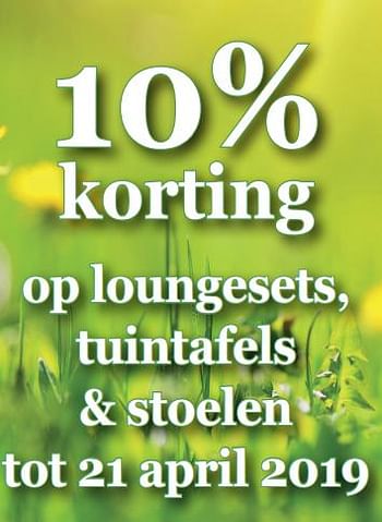 Aanbiedingen 10% korting op loungesets,tuintafels + stoelen tot 21 april 2019 - Huismerk - Europoint - Geldig van 08/04/2019 tot 08/05/2019 bij Europoint