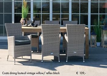 Aanbiedingen Costa dining fauteuil vintage willow- reflex black - Huismerk - Europoint - Geldig van 08/04/2019 tot 08/05/2019 bij Europoint