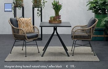 Aanbiedingen Margriet dining fauteuil natural rotan- reflex black - Garden Impressions - Geldig van 08/04/2019 tot 08/05/2019 bij Europoint