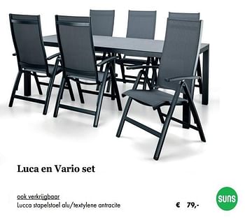 Aanbiedingen Lucca stapelstoel alu-textylene antracite - Suns - Geldig van 08/04/2019 tot 08/05/2019 bij Europoint