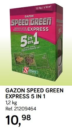 Aanbiedingen Gazon speed green express 5 in 1 - Somers - Geldig van 09/04/2019 tot 07/05/2019 bij Supra Bazar