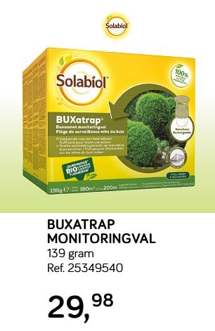 Aanbiedingen Buxatrap monitoringval - Solabiol - Geldig van 09/04/2019 tot 07/05/2019 bij Supra Bazar