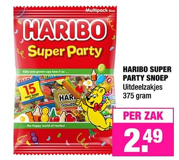 Aanbiedingen Haribo super party snoep - Haribo - Geldig van 08/04/2019 tot 21/04/2019 bij Big Bazar