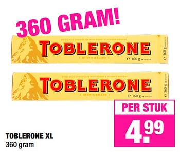 Aanbiedingen Toblerone xl - Toblerone - Geldig van 08/04/2019 tot 21/04/2019 bij Big Bazar