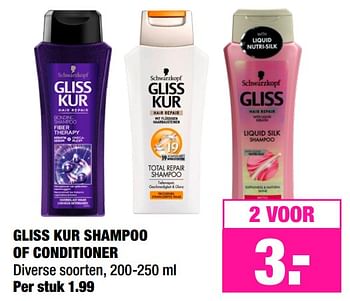 Aanbiedingen Gliss kur shampoo of conditioner - Schwartzkopf - Geldig van 08/04/2019 tot 21/04/2019 bij Big Bazar