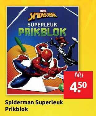 Aanbiedingen Spiderman superleuk prikblok - Huismerk - Boekenvoordeel - Geldig van 12/04/2019 tot 20/04/2019 bij Boekenvoordeel