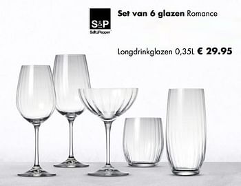 Aanbiedingen Set van 6 glazen romance longdrinkglazen - S&amp;P - Geldig van 21/04/2019 tot 12/05/2019 bij Multi Bazar