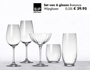 Aanbiedingen Set van 6 glazen romance wijnglazen - S&amp;P - Geldig van 21/04/2019 tot 12/05/2019 bij Multi Bazar