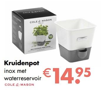 Aanbiedingen Kruidenpot inox met waterreservoir - Cole &amp; Mason - Geldig van 21/04/2019 tot 12/05/2019 bij Multi Bazar